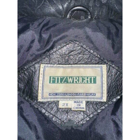 VTG Fitzwright Womens Leather & Suede Coat Plus 2X Black Patterned Suede Floral - Picture 4 of 7